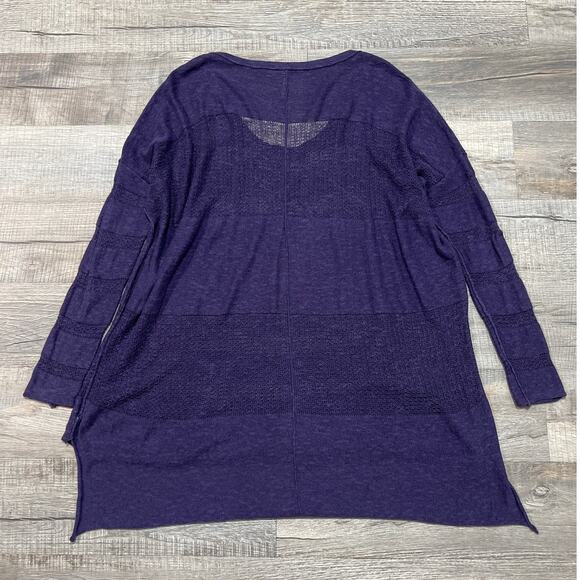 Free People Linen Cotton Blend Henley Medium Witchy Purple Whimsygoth Boho Top - Picture 2 of 6